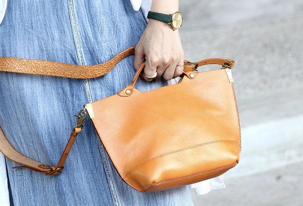 Handmade tote handbag shopper purse leather crossbody bag shoulder bag women