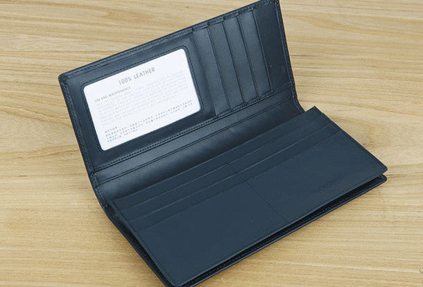 Handmade vintage knit leather clutch bag long wallet ID card holders slots for men
