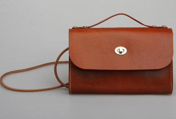 Handmade vintage leather crossbody small Satchel bag shoulder bag for women girl lady