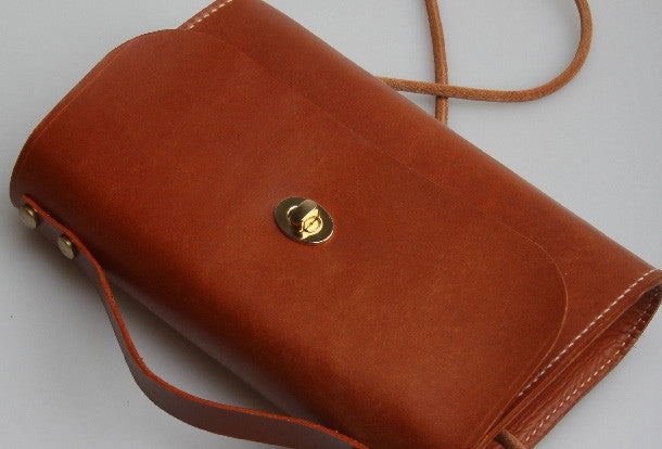 Handmade vintage leather crossbody small Satchel bag shoulder bag for women girl lady