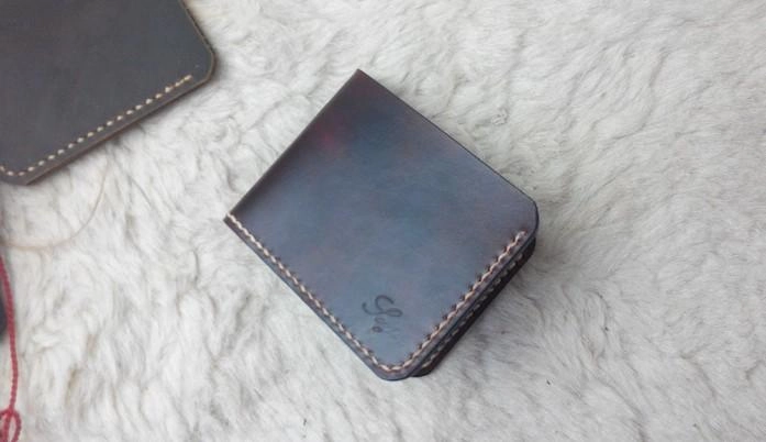 Handmade Vintage Leather Mens Slim Small Wallet Leather billfold Bifold Wallets for Men