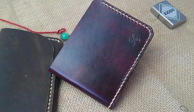 Handmade Vintage Leather Mens Slim Small Wallet Leather billfold Bifold Wallets for Men