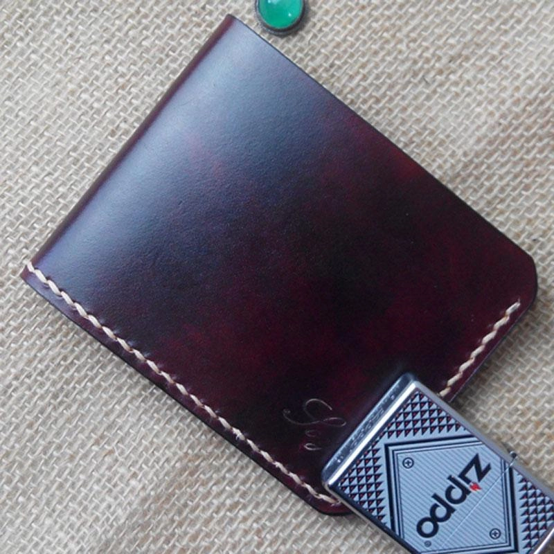 Handmade Vintage Leather Mens Slim Small Wallet Leather billfold Bifold Wallets for Men