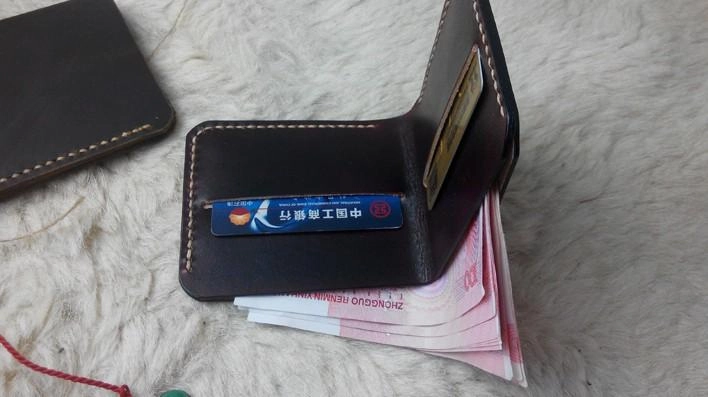 Handmade Vintage Leather Mens Slim Small Wallet Leather billfold Bifold Wallets for Men
