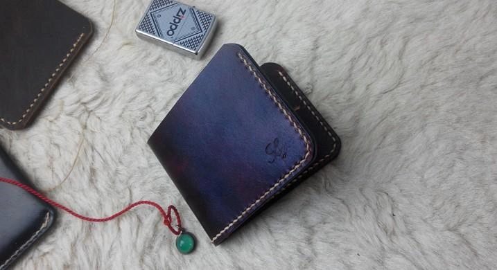 Handmade Vintage Leather Mens Slim Small Wallet Leather billfold Bifold Wallets for Men