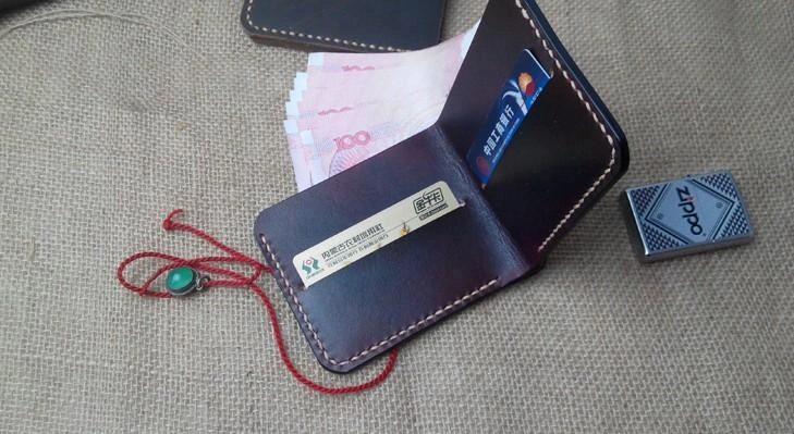 Handmade Vintage Leather Mens Slim Small Wallet Leather billfold Bifold Wallets for Men