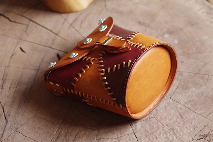 Handmade Vintage LEATHER WOMEN Bucket SHOULDER Purse Crossbody BAG Purses FOR WOMEN