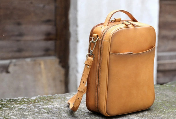 Handmade vintage womens leather messenger bag Backpack shoulder bag for women