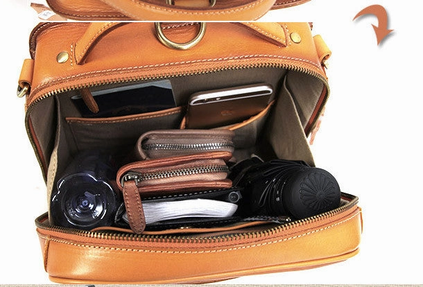 Handmade vintage womens leather messenger bag Backpack shoulder bag for women