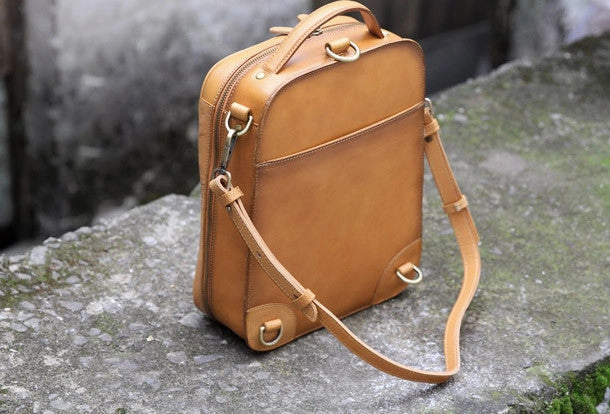 Handmade vintage womens leather messenger bag Backpack shoulder bag for women