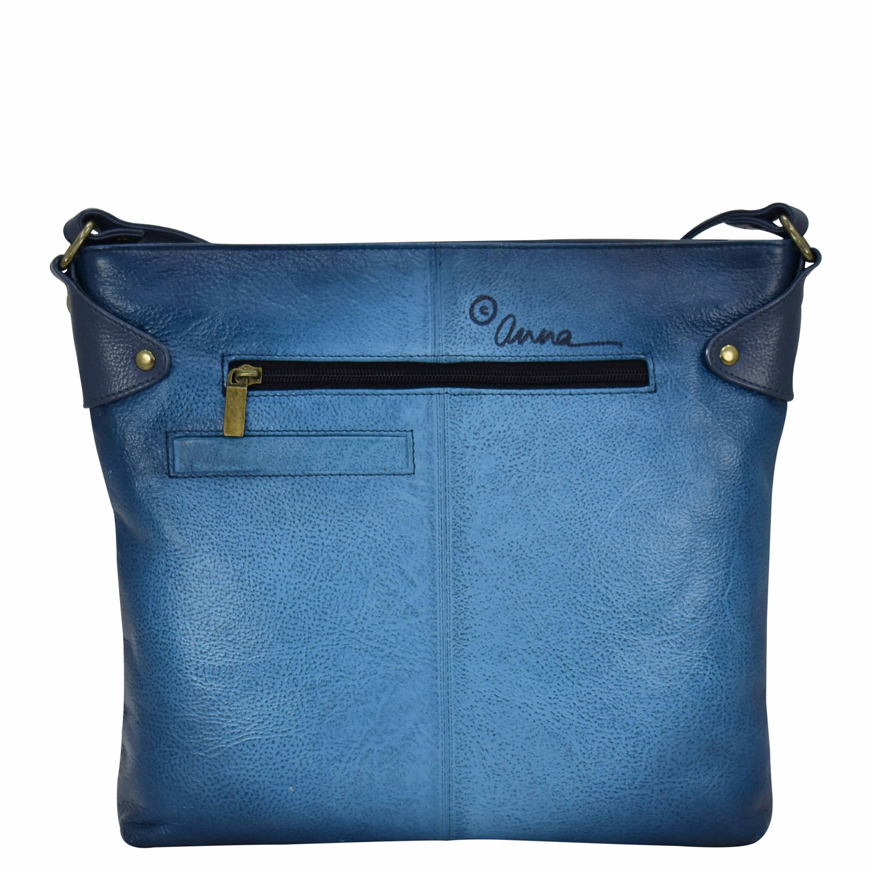 Handpainted Leather Convertible Tote - Denim Paisley Floral