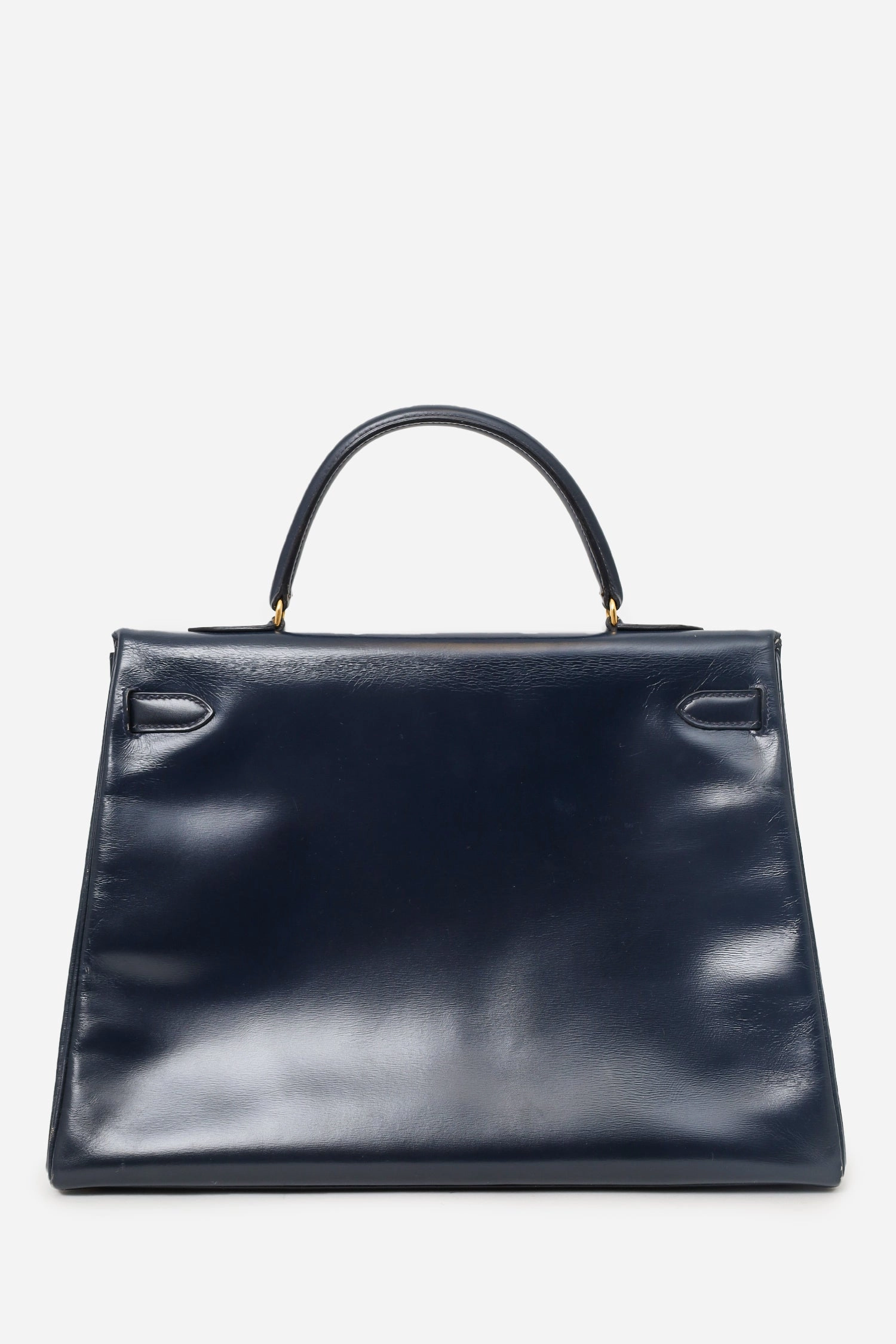Hermes 1980 Navy Box Leather Retourne Kelly 35