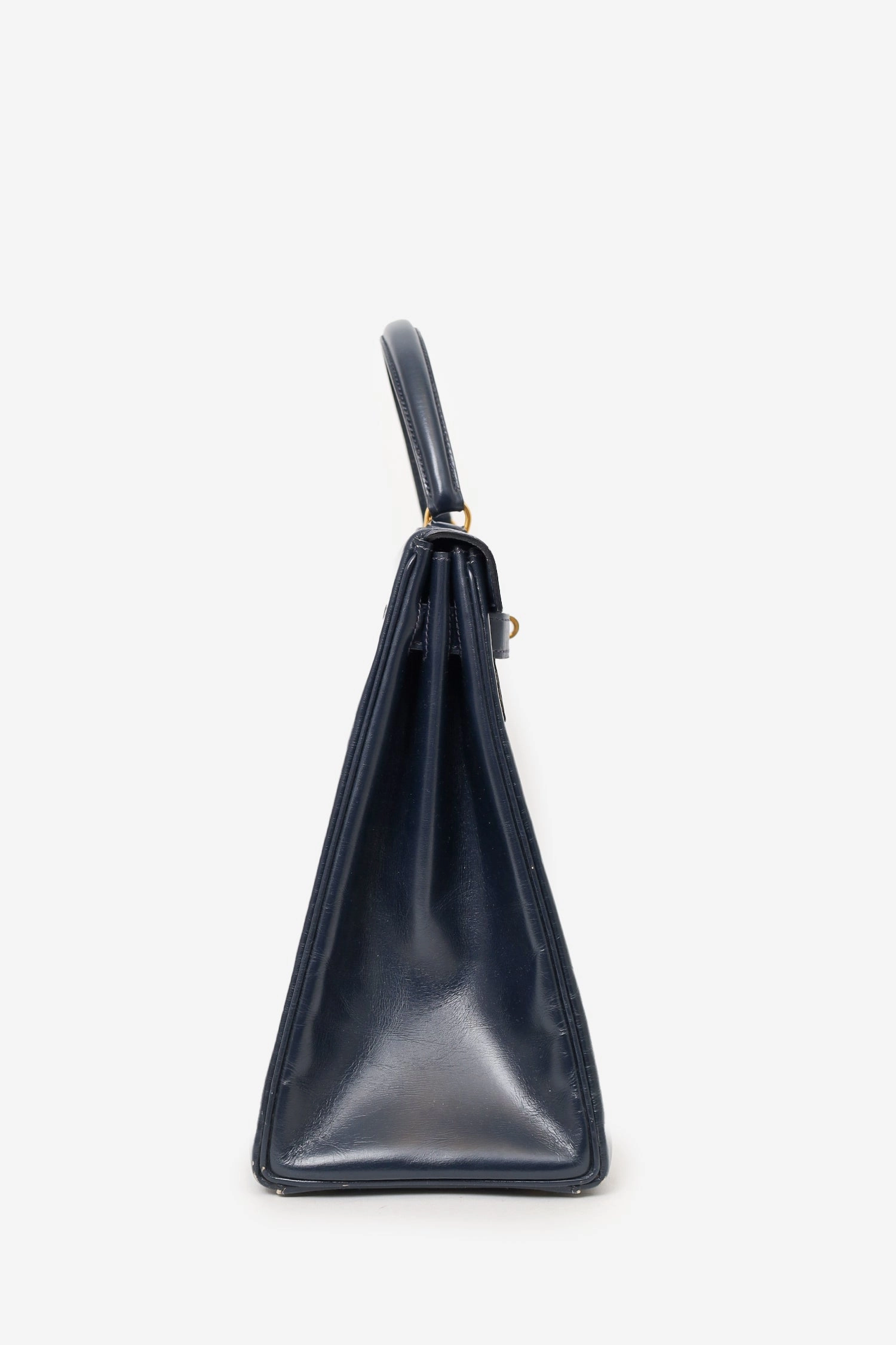 Hermes 1980 Navy Box Leather Retourne Kelly 35