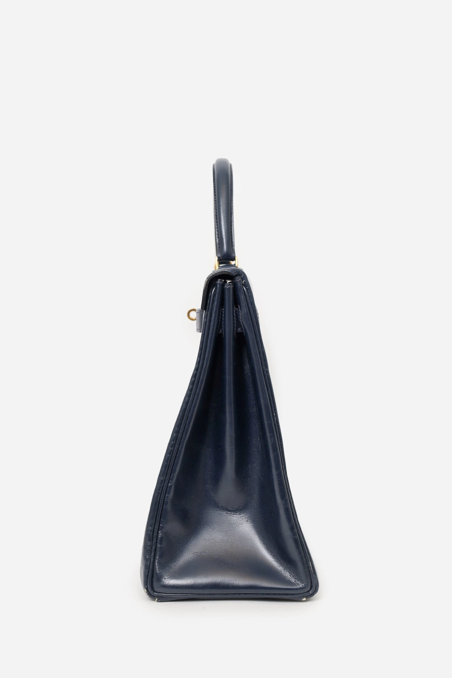Hermes 1980 Navy Box Leather Retourne Kelly 35
