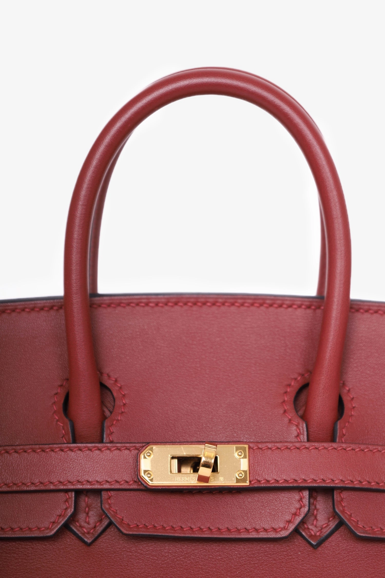 Hermes 2018 Rouge Swift Leather Retourne Birkin 25 Gold Hardware