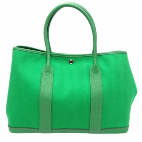 Hermes Garden Bambou Negonda Leather Toile Chevron Tote Bag (Pre-Owned)