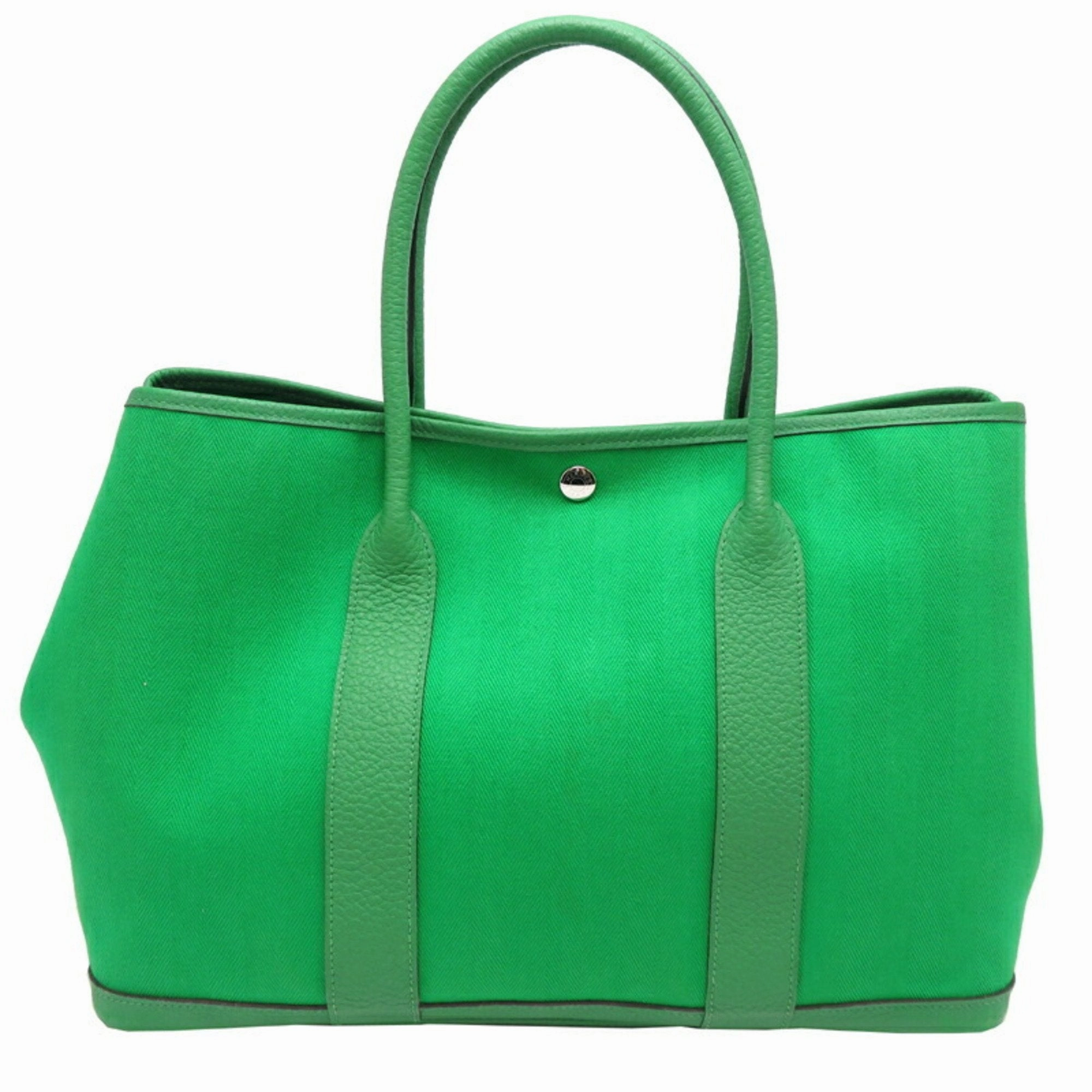 Hermes Garden Bambou Negonda Leather Toile Chevron Tote Bag (Pre-Owned)