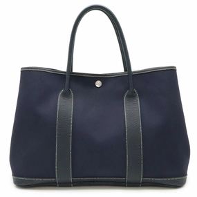 Hermes Toile Officier Leather Handbag Tote Bag (Pre-Owned)