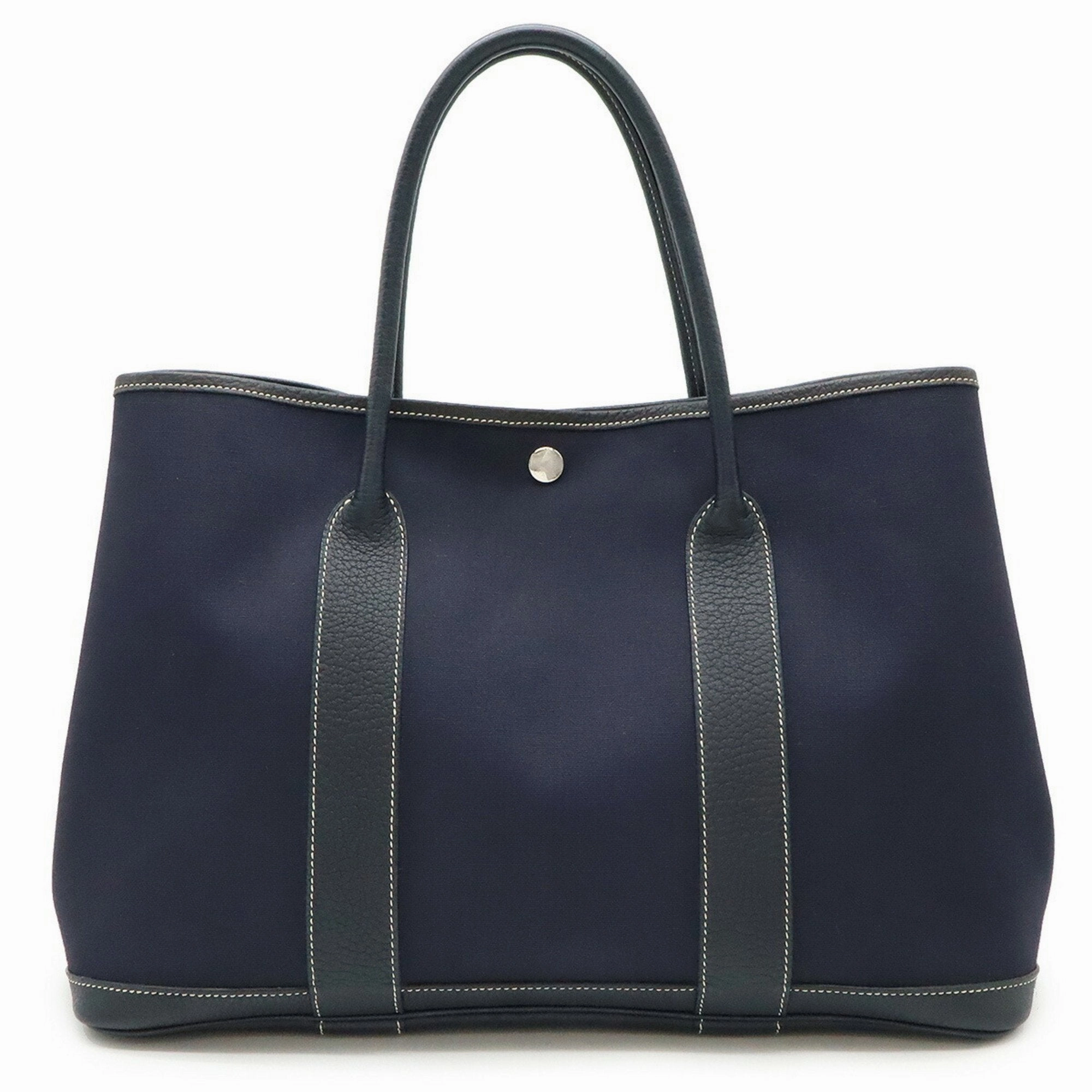Hermes Toile Officier Leather Handbag Tote Bag (Pre-Owned)