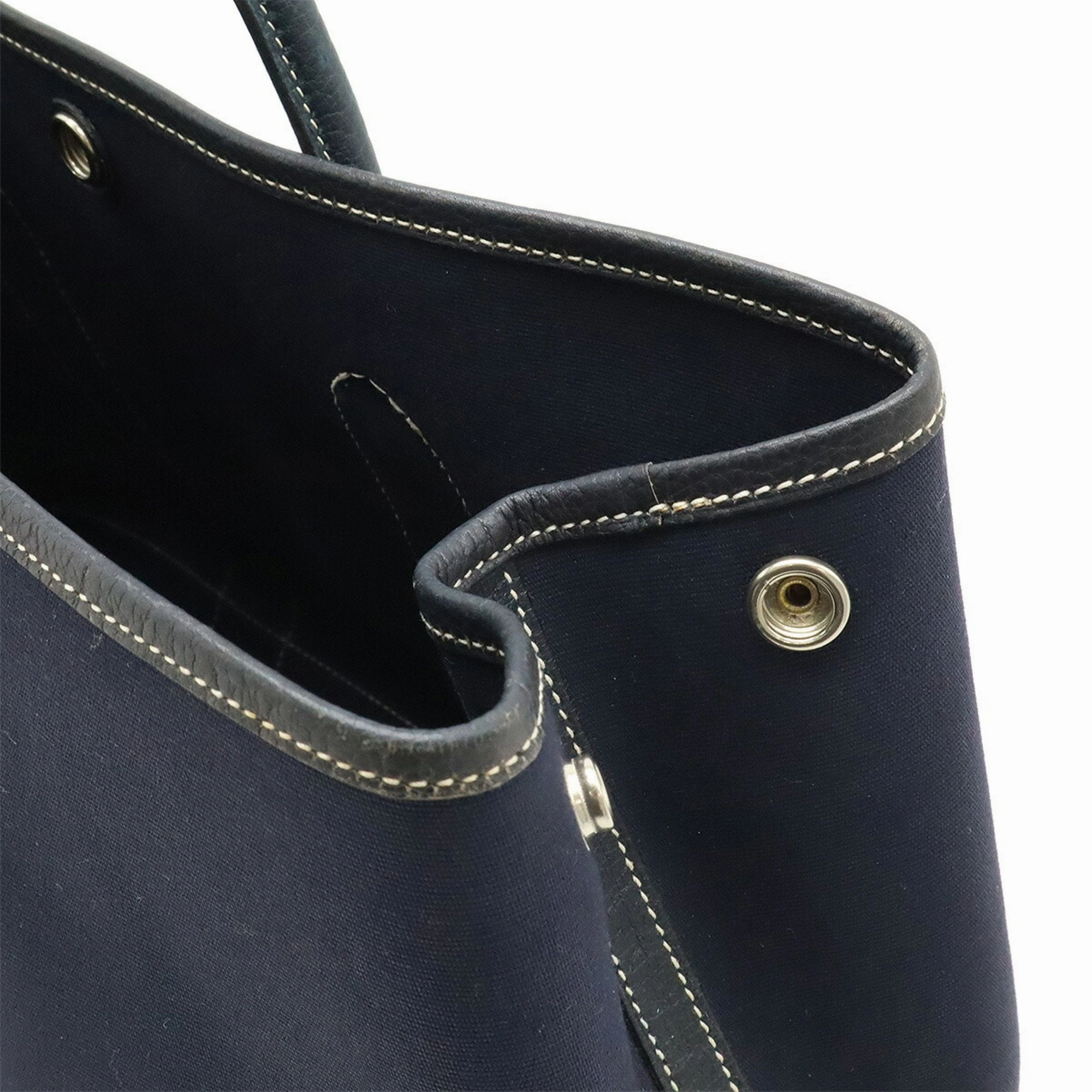 Hermes Toile Officier Leather Handbag Tote Bag (Pre-Owned)