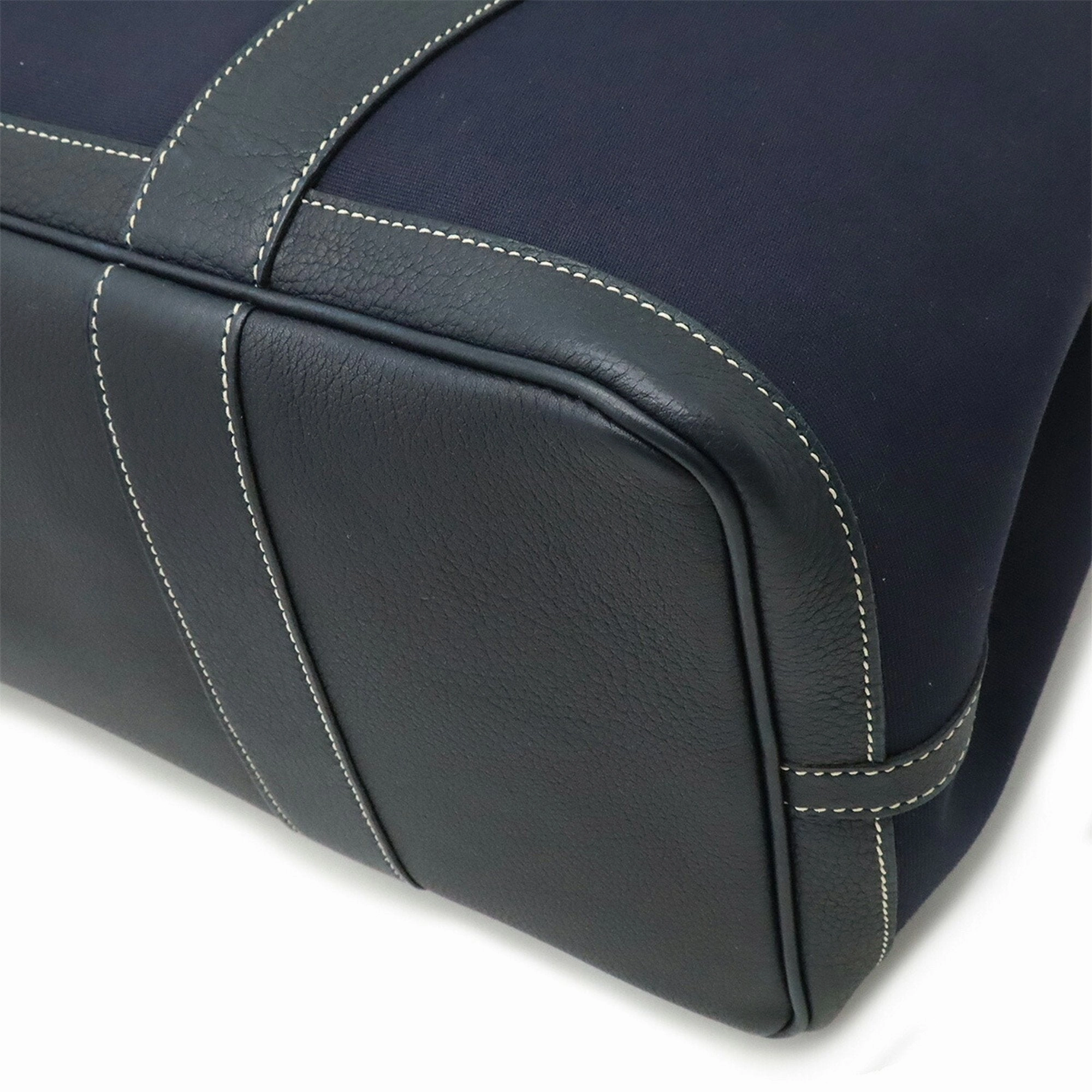 Hermes Toile Officier Leather Handbag Tote Bag (Pre-Owned)