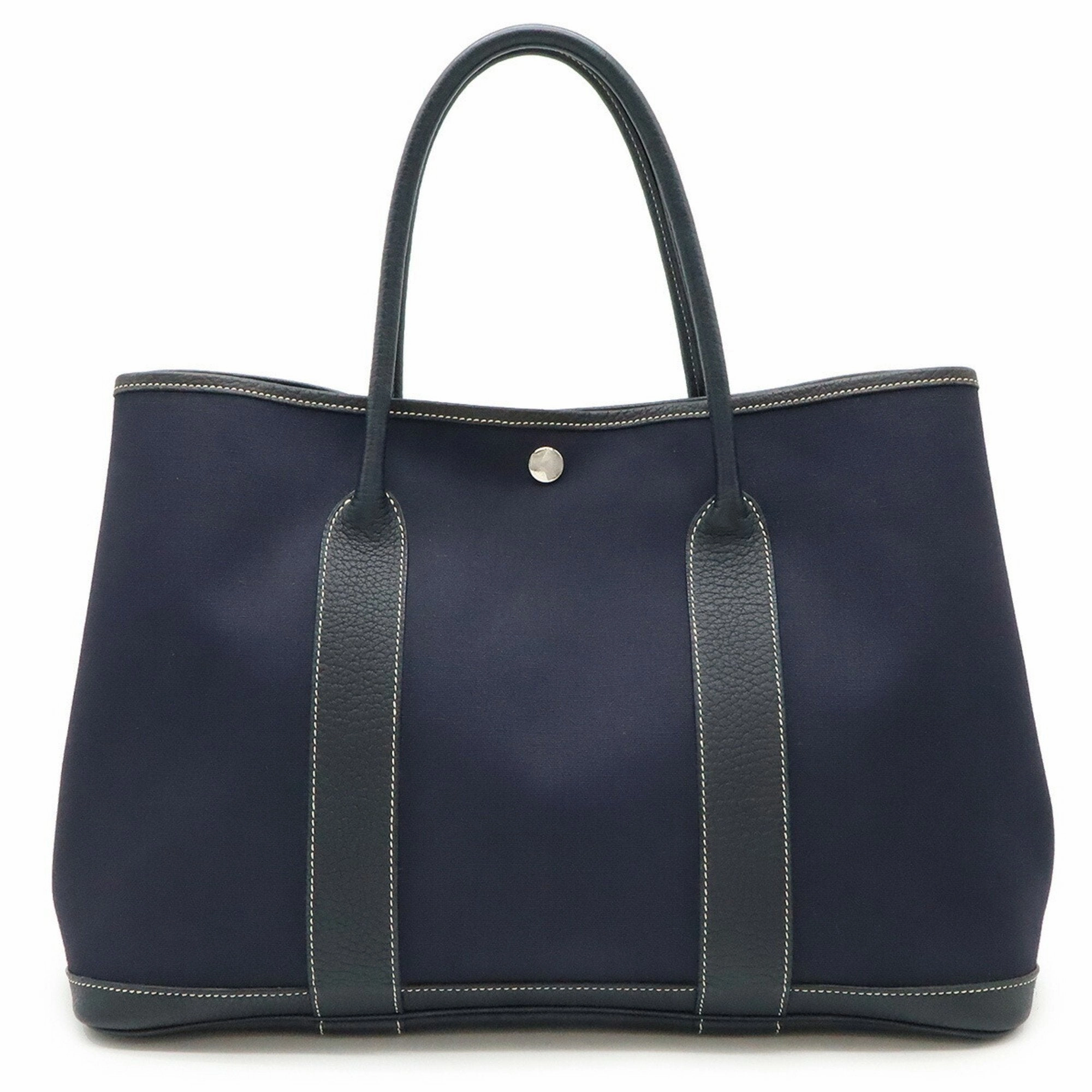 Hermes Toile Officier Leather Handbag Tote Bag (Pre-Owned)