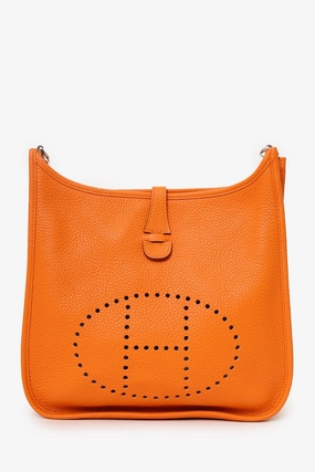 Herms 2011 Orange Clemence Leather Evelyne 29 GM