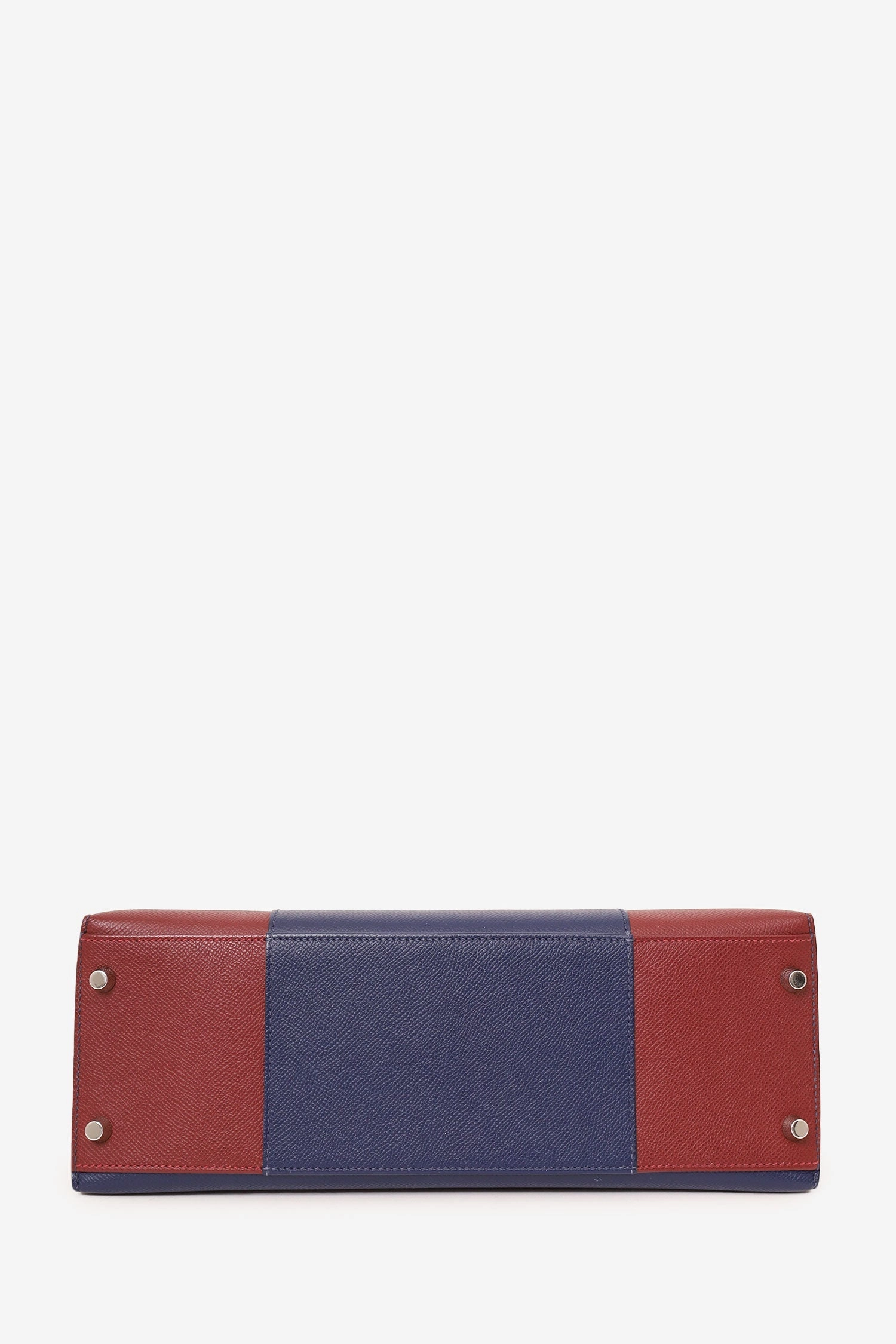 Herms 2014 Blue/Burgundy Saphir and Rouge H Epsom Sellier Flag Kelly 32