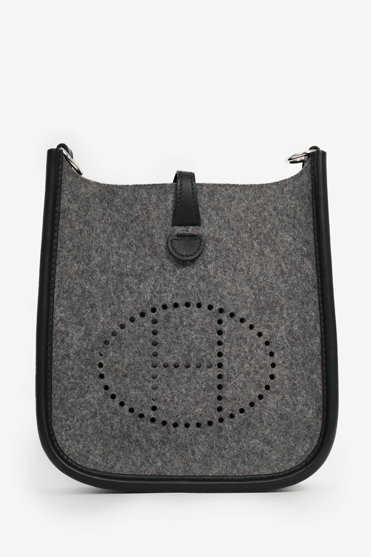 Herms 2019 Grey Felt Black Leather Trimmed Evelyne TPM