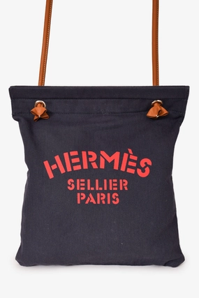 Herms 2019 Navy/Red Canvas Aline Grooming Crossbody Bag