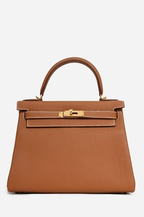 Herms 2022 Gold Togo Leather Retourne Kelly II 28 with Strap