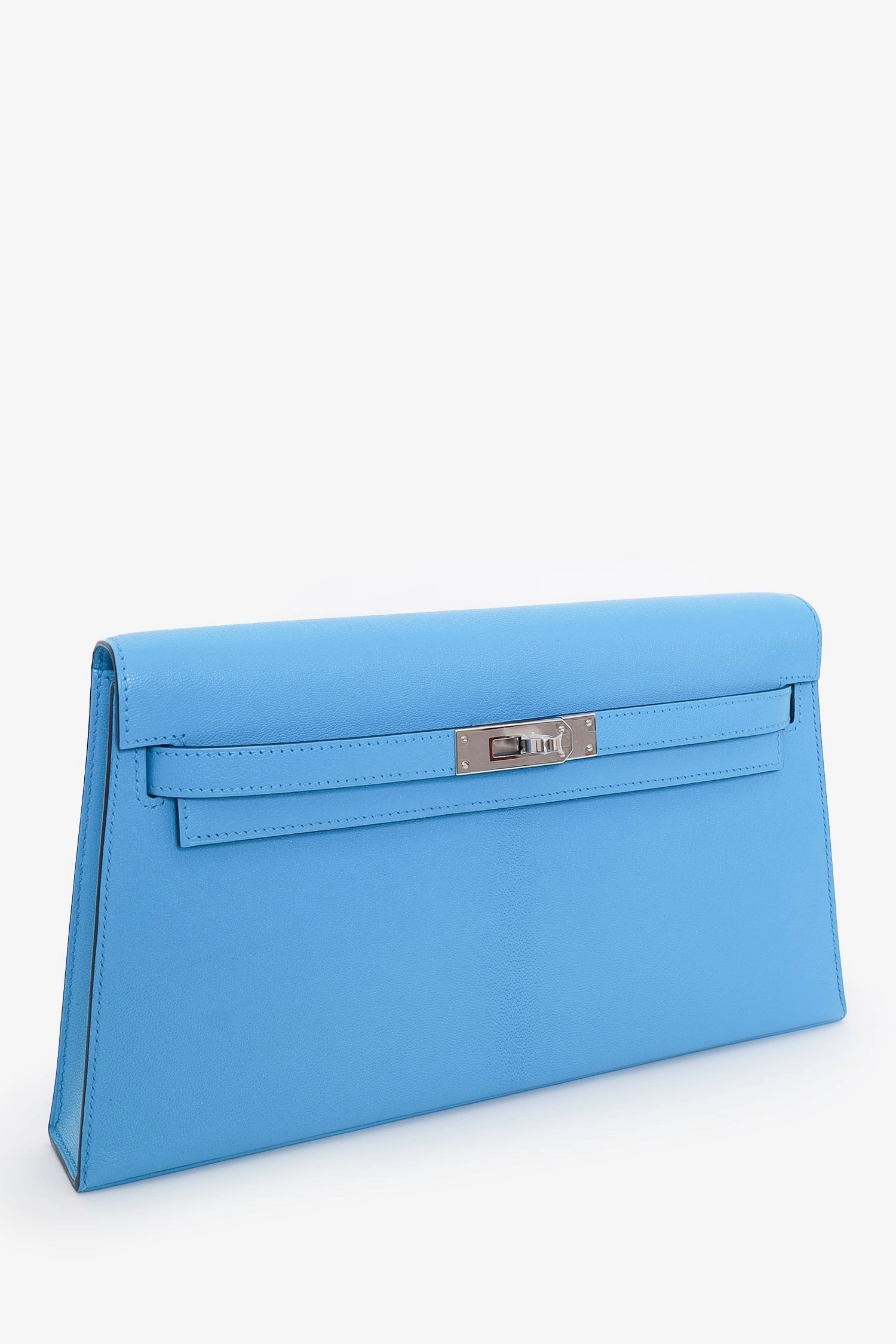 Herms 2024 Blue Chevre Chamkila Kelly Elan Shoulder Bag
