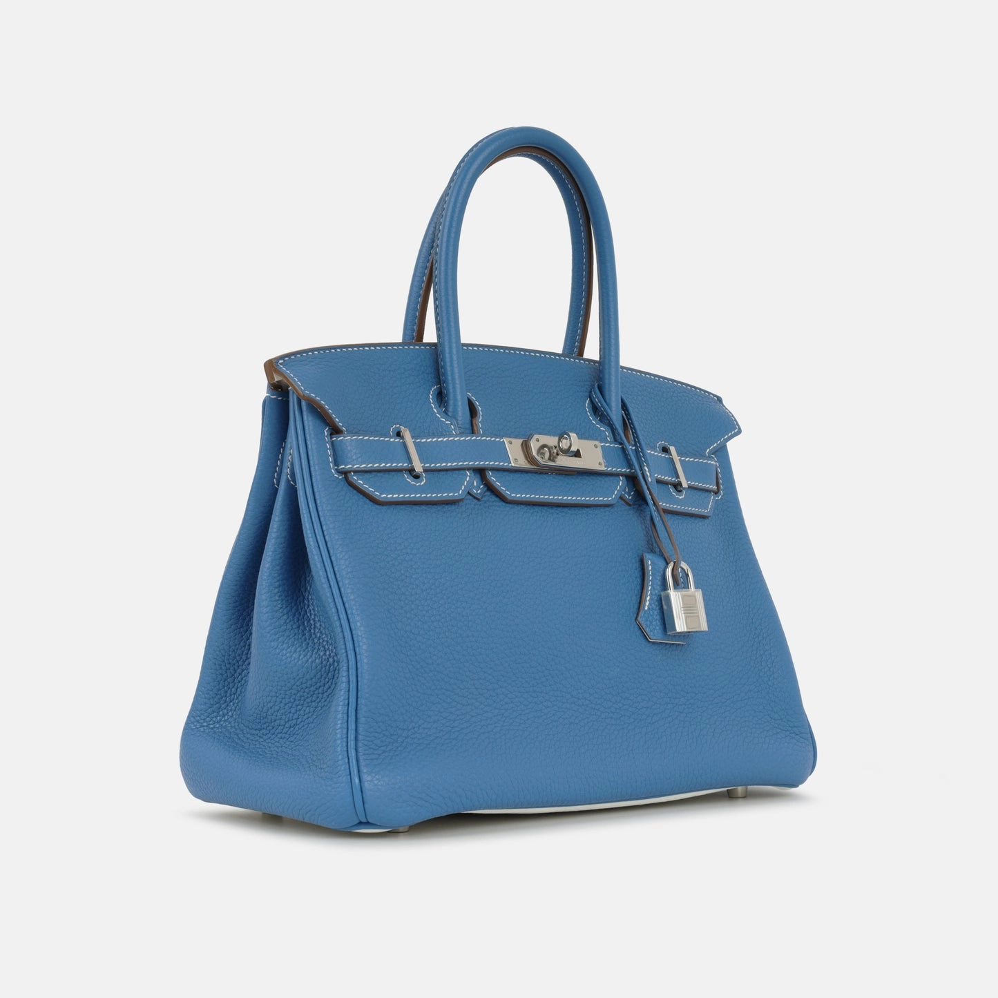 Herms - Birkin 30 Eclat - Mykonos / Blanc Clemence PHW - Pre-Loved - 2011