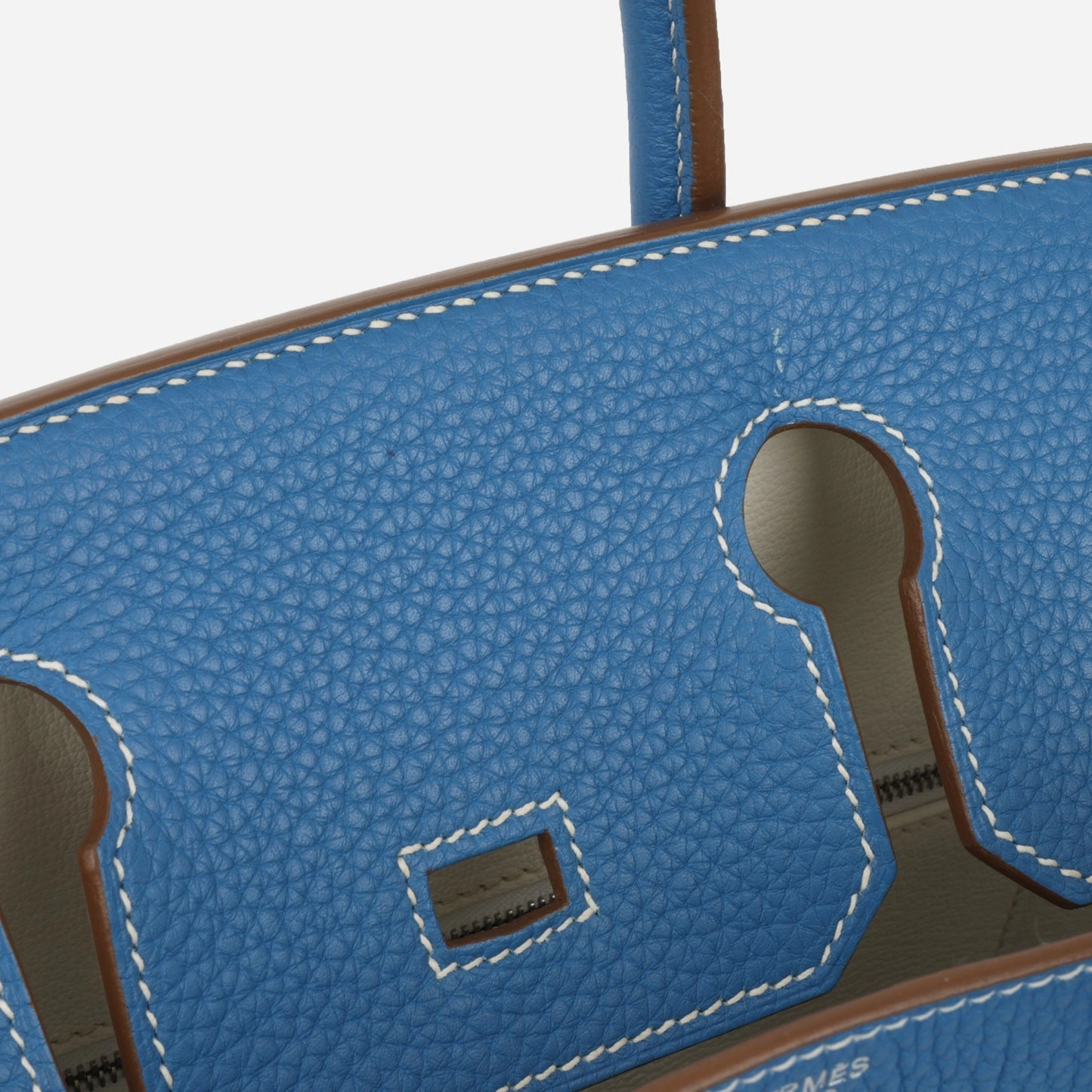 Herms - Birkin 30 Eclat - Mykonos / Blanc Clemence PHW - Pre-Loved - 2011