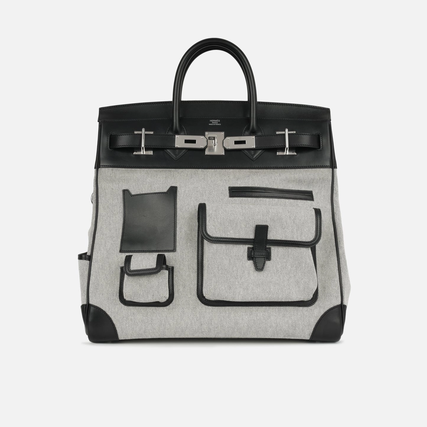 Herms - Hac 40 Cargo - Noir-Ecru Toile / Swift Leather PHW - 2021 - Pre-Loved