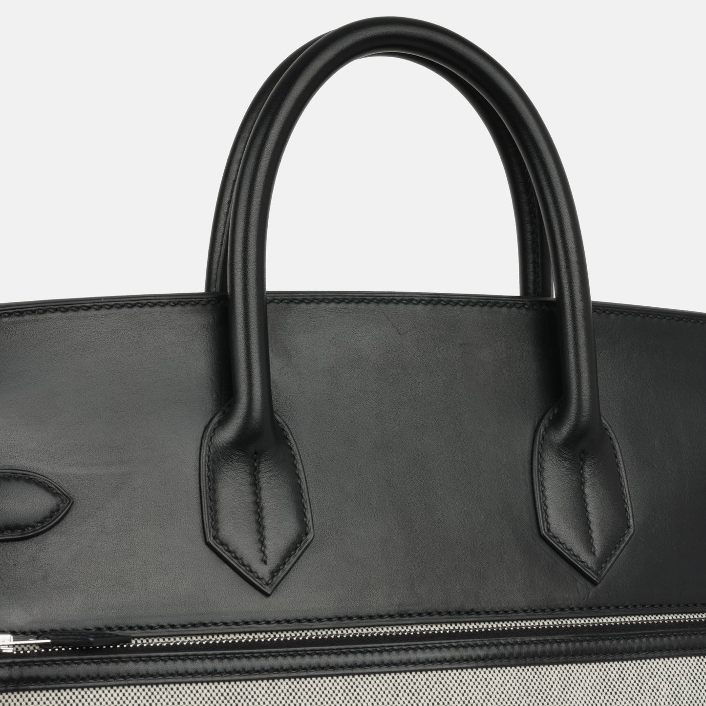 Herms - Hac 40 Cargo - Noir-Ecru Toile / Swift Leather PHW - 2021 - Pre-Loved