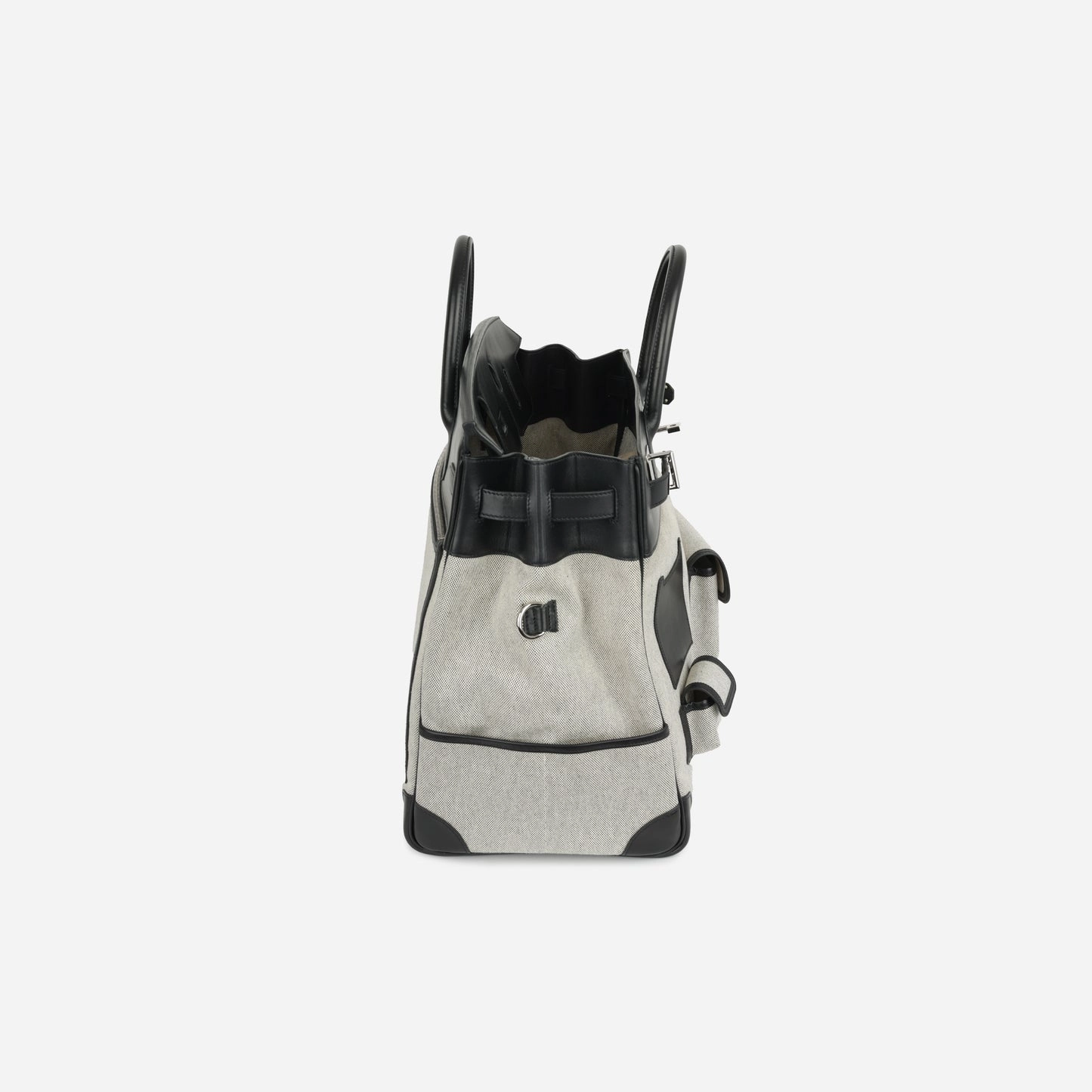 Herms - Hac 40 Cargo - Noir-Ecru Toile / Swift Leather PHW - 2021 - Pre-Loved