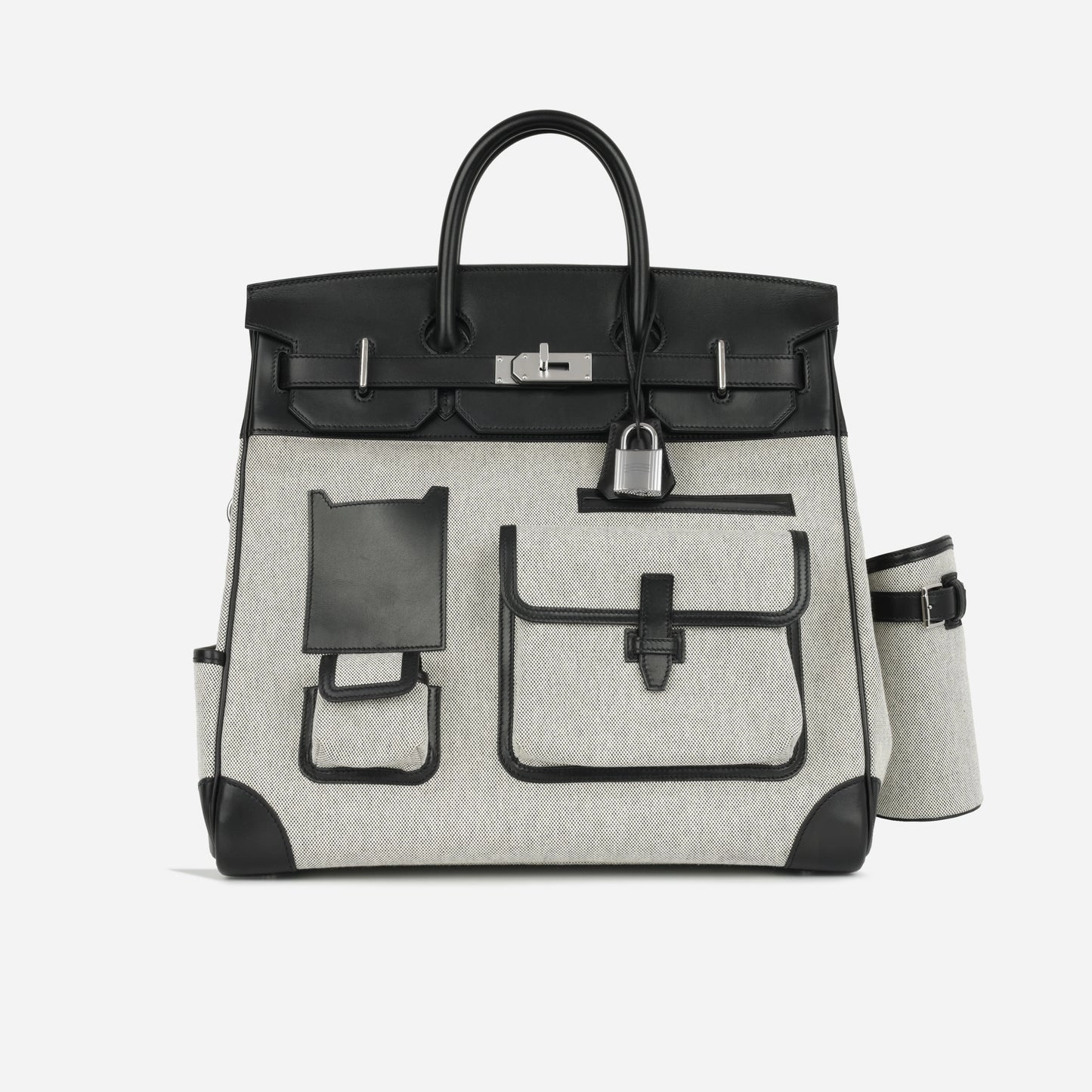 Herms - Hac 40 Cargo - Noir-Ecru Toile / Swift Leather PHW - 2021 - Pre-Loved