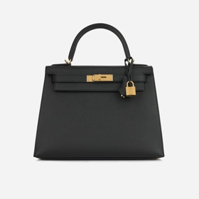 Herms - Kelly 28 - Noir Epsom GHW - Unused - 2022