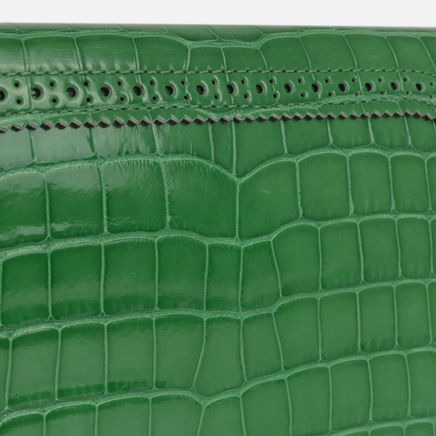 Herms - Kelly Wallet Ghillies - Emerald Alligator Missipienssis PHW - 2017 - Pre-Loved