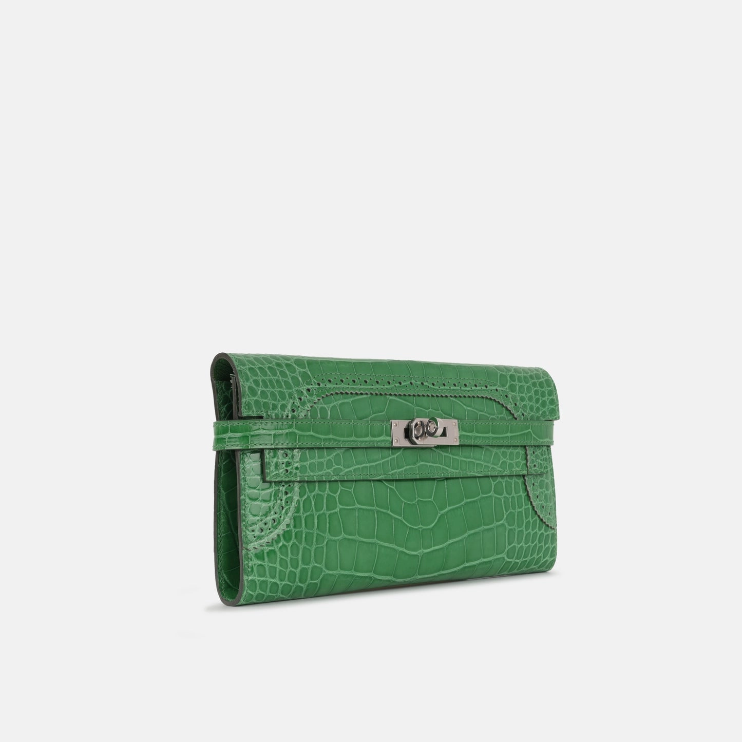 Herms - Kelly Wallet Ghillies - Emerald Alligator Missipienssis PHW - 2017 - Pre-Loved