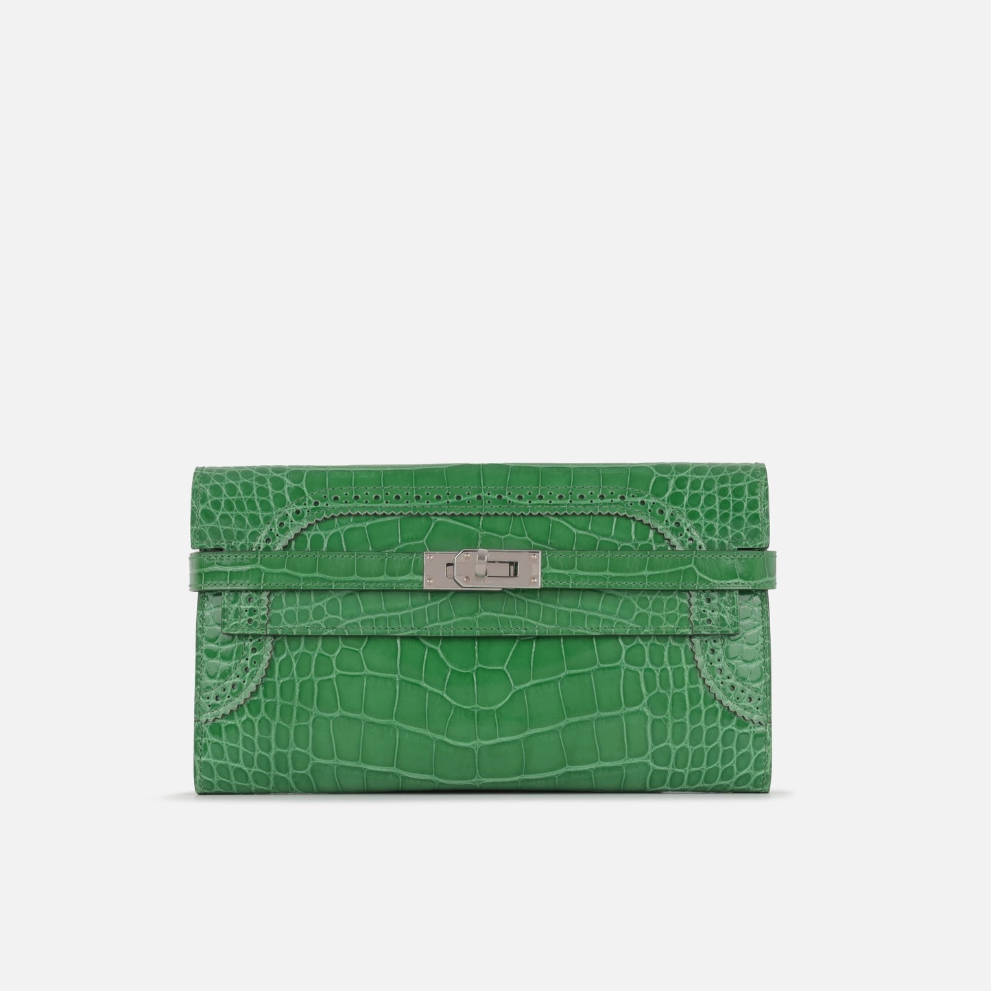 Herms - Kelly Wallet Ghillies - Emerald Alligator Missipienssis PHW - 2017 - Pre-Loved