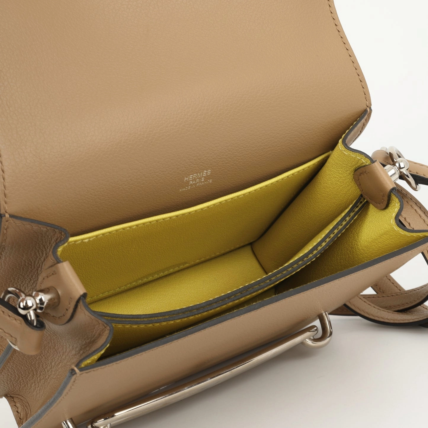 Herms - Roulis Mini Bag - Chai / Lime Evercolor GHW - Pre-Loved - 2022