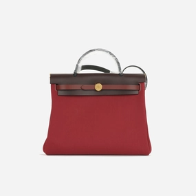 Herms Hermes - Herbag 31 - Rouge Grenat Canvas / Rouge Sellier / Rouge H / Noir Hunter GHW - Brand New