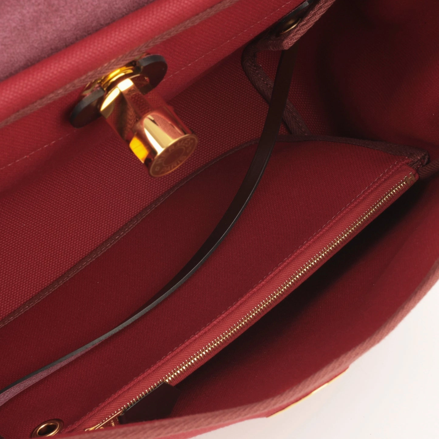 Herms Hermes - Herbag 31 - Rouge Grenat Canvas / Rouge Sellier / Rouge H / Noir Hunter GHW - Brand New