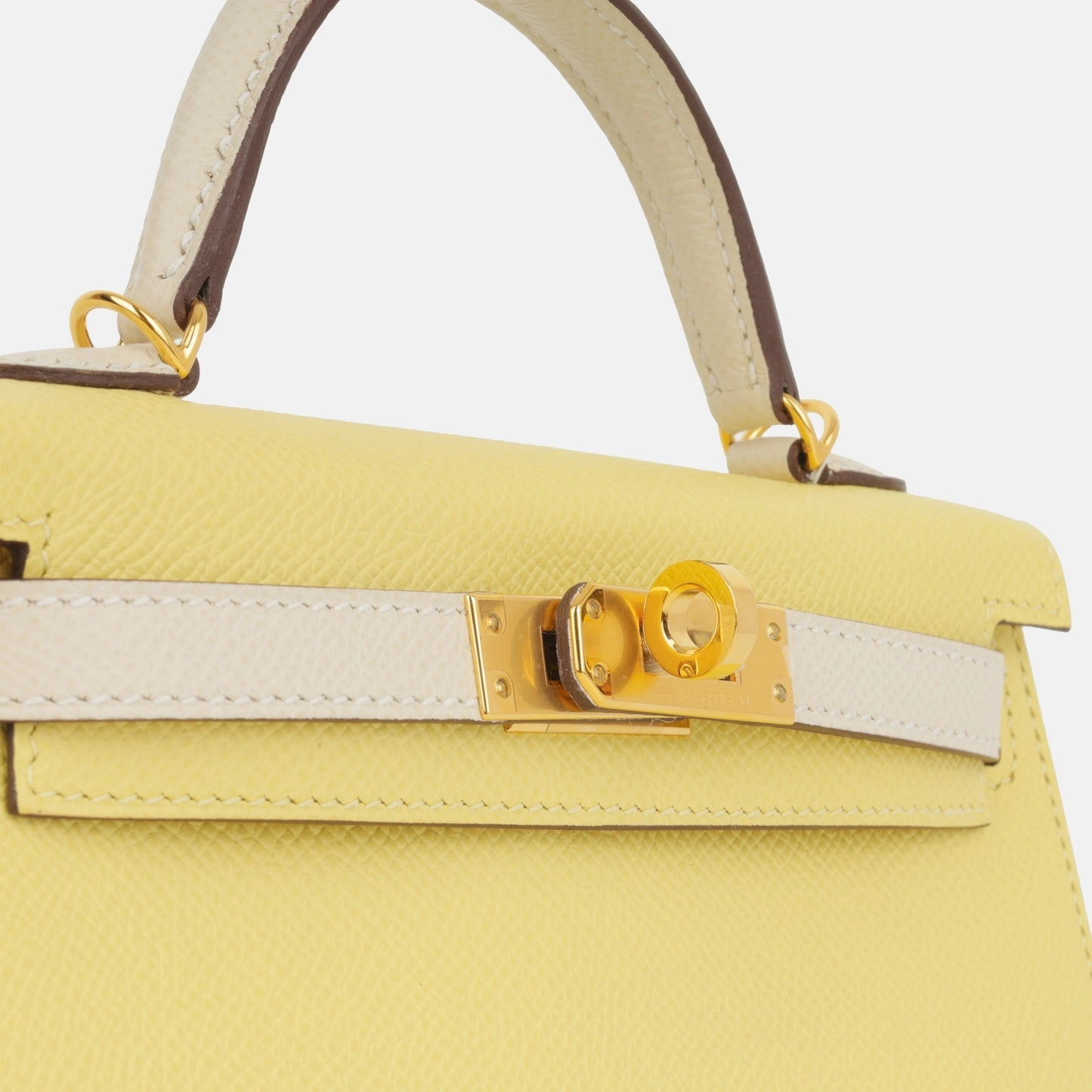 Herms Mini Kelly Jaune Poussin/Craie Epsom GHW (NWT)