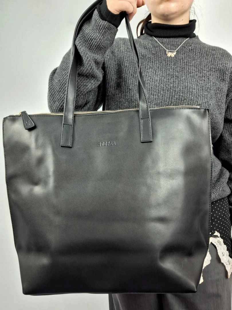 Hoopla Black Gold Zip Tote Bag