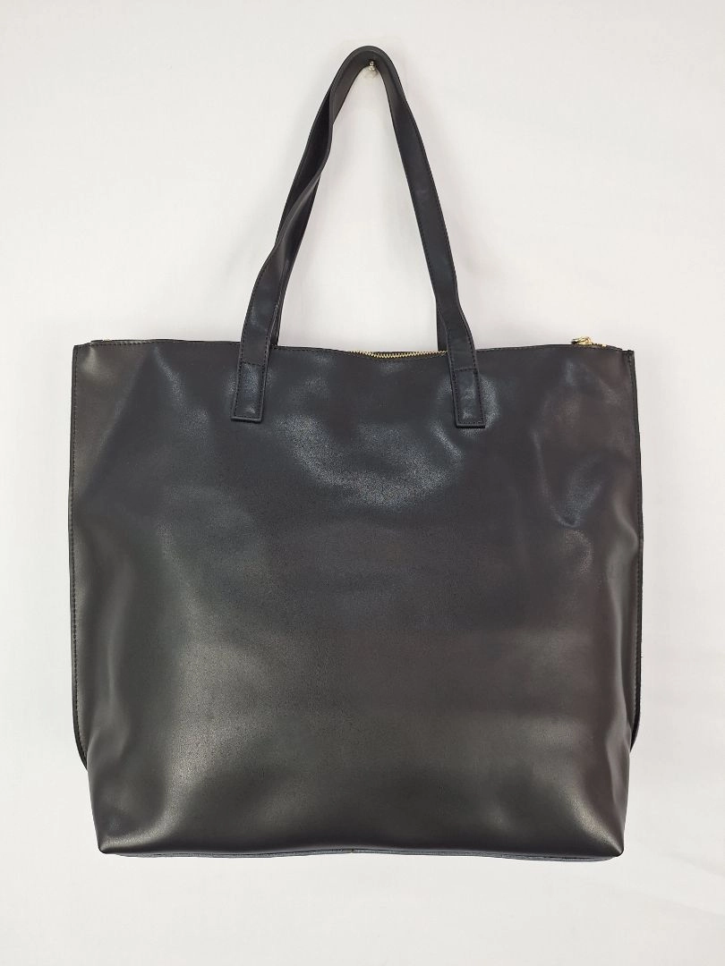 Hoopla Black Gold Zip Tote Bag