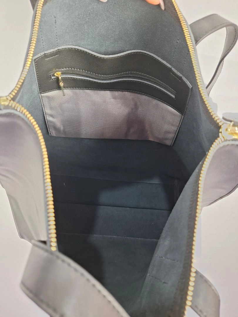 Hoopla Black Gold Zip Tote Bag