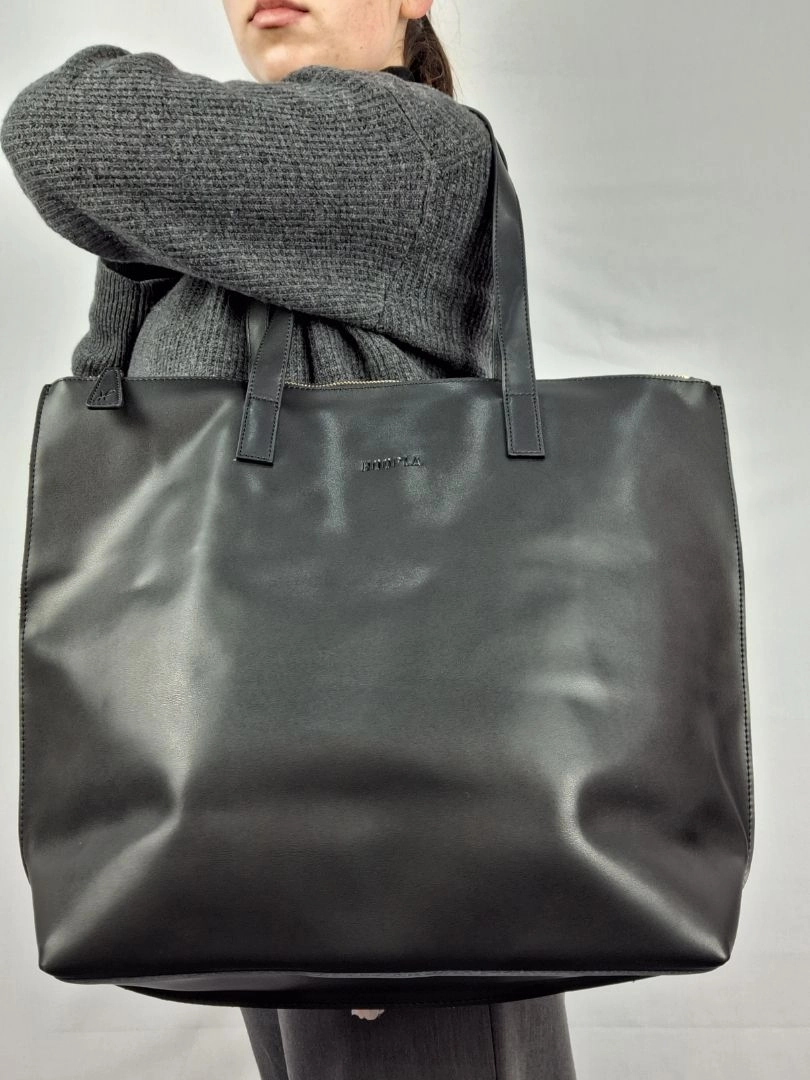 Hoopla Black Gold Zip Tote Bag